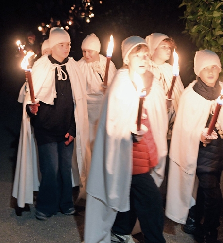 Die Kinder der 5. und 6. Klasse durften die Fackeln tragen und führten die Gruppe an.Foto: Andreas Walker