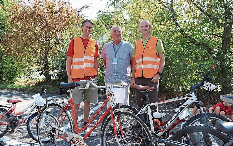 Zufriedene Gesichter bei Pro Velo: Urs Portmann, Werner Christen und Michael Oberle. Foto: Rinaldo Feusi