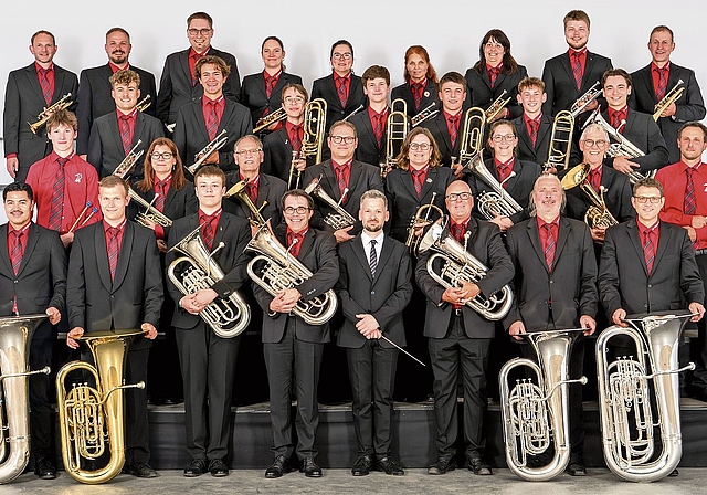 DIe Musikgesellschaft Dürrenäsch beim Eidgenössischen Musikfest in Biel.Foto: Roman Kirchhofer