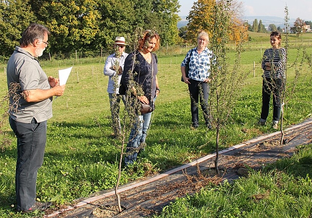 Im Wannenmoos Hallwil: Projektleiter Victor Condrau (links) erläutert das ehrgeizige Vorhaben. Foto: Alfred Gassmann