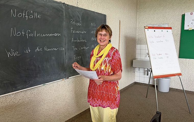 Martha Pabst im Deutsch-Konversationskurs, der jeweils dienstags im reformierten Kirchgemeindehaus in Lenzburg stattfindet.Foto: zvg