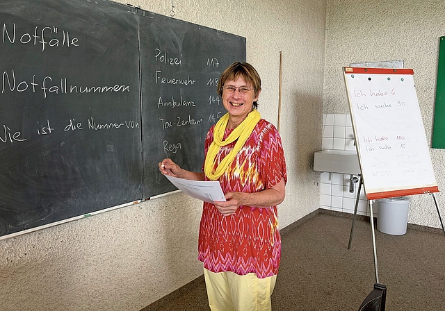 Martha Pabst im Deutsch-Konversationskurs, der jeweils dienstags im reformierten Kirchgemeindehaus in Lenzburg stattfindet.Foto: zvg