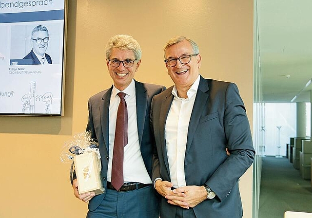 Luden zum «Feierabendgespräch»: Immobilienexperte Donato Scognamiglio und Realit-Geschäftsführer Philipp Gloor.Foto: Romi Schmid