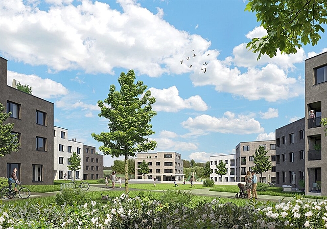 <em>Grossprojekt:</em> Ein Entwurf der Visualisierung «In den Matten», Othmarsingen. (fsp Architekten AG)
