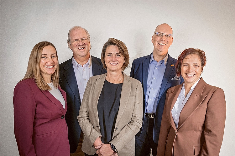 So sieht das neue Management aus: (v.l.n.r.) Verena Herger, Jan Poulie, Patricia Bohle, André Poulie, Miriam Bass CostantiniFoto: zvg