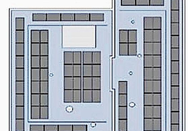 Blick von oben: 92 Module werden auf dem Schuldach installiert werden. Visualisierung: zvg
