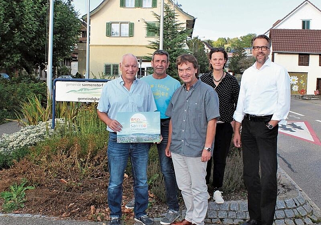 Verantwortlich für die 850-Jahr-Feier: Das OK-Team mit Meinrad Baur, Daniel Köchli, Balz Saxer, Esther Sorg, Christoph Strahm; es fehlen Nadine Baur, Tobias Kaufmann, Mathias Gyger. Foto: Alexander Studer
