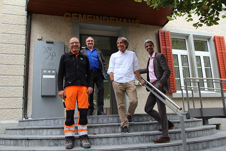 Gehören zur Arbeitsgruppe des Förderungsprogramms: Martin Baumgartner, Urs Gall, Stephan Baur und Halin Rodriguez. Foto: Carolin Frei