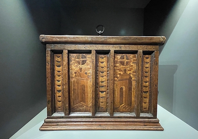 Rolle unklar: Holztruhe von Landvogt Hans Gyder aus dem Jahr 1572. Foto: Museum Burghalde