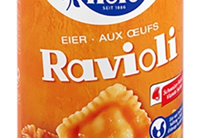 Aktuell: Büchse mit Hero-Eier-Ravioli. Foto: adi
