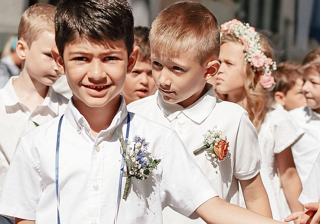 Gut gelaunt: Die Jugendlichen am Umzug.Foto: rsc