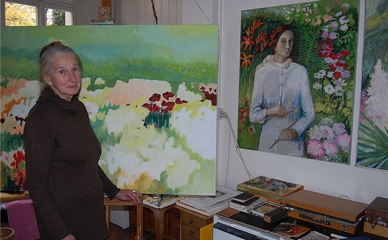 Irma Hediger mit Selbstporträt. Foto: HH