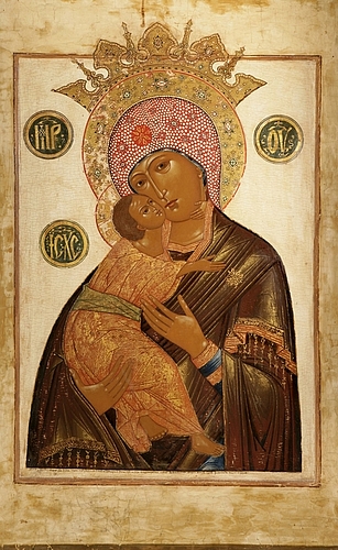 Gottesmutter von Vladimir, Ikone gemalt von Andréj Fëdorov, 1651/52. Gottesmutter von Vladimir, Ikone gemalt von Andréj Fëdorov, 1651/52.