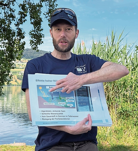 Lukas De Ventura informierte über den Zustand des Hallwilersees.Foto: VSc Lukas De Ventura informierte über den Zustand des Hallwilersees.Foto: VSc
