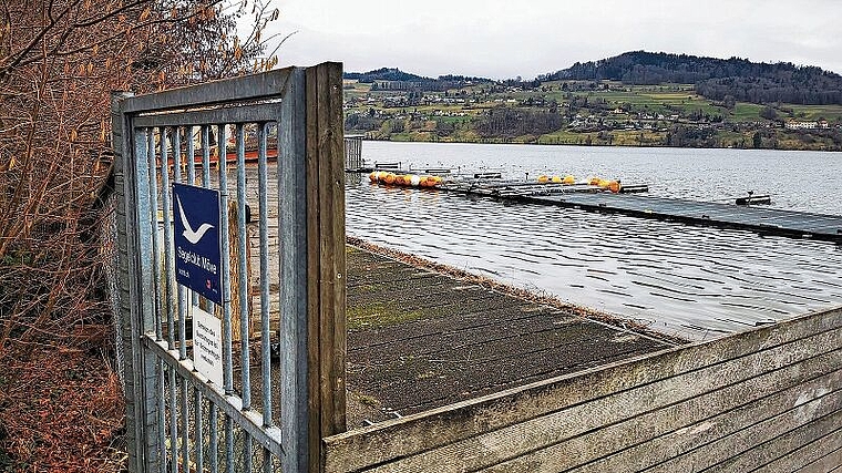 Soll ersetzt werden: Der Bootssteg des Segelclubs Möve Tennwil vor dem Arbeiterstrandbad Tennwil. Foto: Fritz Thut