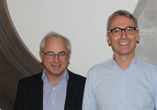 <em>Referenten am Energie-Apéro in Lenzburg:</em> Stephan Kämpfen, Werner Leuthard, Norbert Kräuchi und Gastgeber Markus Blättler. Foto: zvg