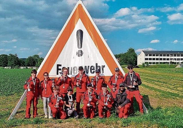 Belegte am letzten Samstag an der  Schweizer Meisterschaft den fünften Rang: Die Regio-Jugendfeuerwehr Lenzburg.Foto: zvg