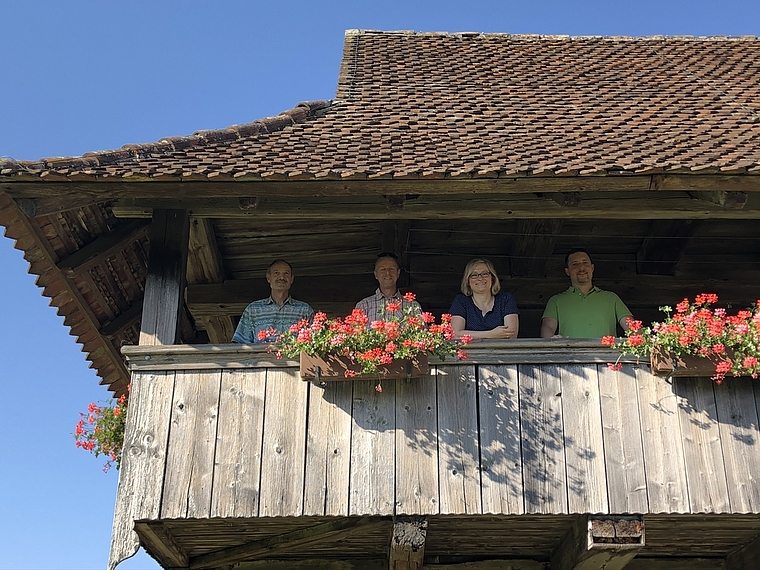 Im Jubiläumsjahr an der Vereinsspitze: Willy Herren, Rudolf Anner, Sonja Läubli und Hendrik Jost. Foto: Rico Juchli