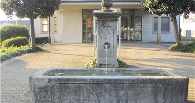 Eines der vierzig Natur- und Kulturobjekte: Brunnen vor dem Gemeindehaus. Foto: Ruth Imholz Strinati