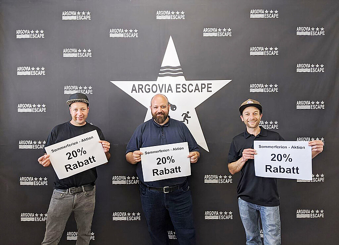 Sie stehen hinter «Argovia Escape»: Mischa Ernst, Roberto Lüthi und Lukas Bregenzer. Foto: zvg