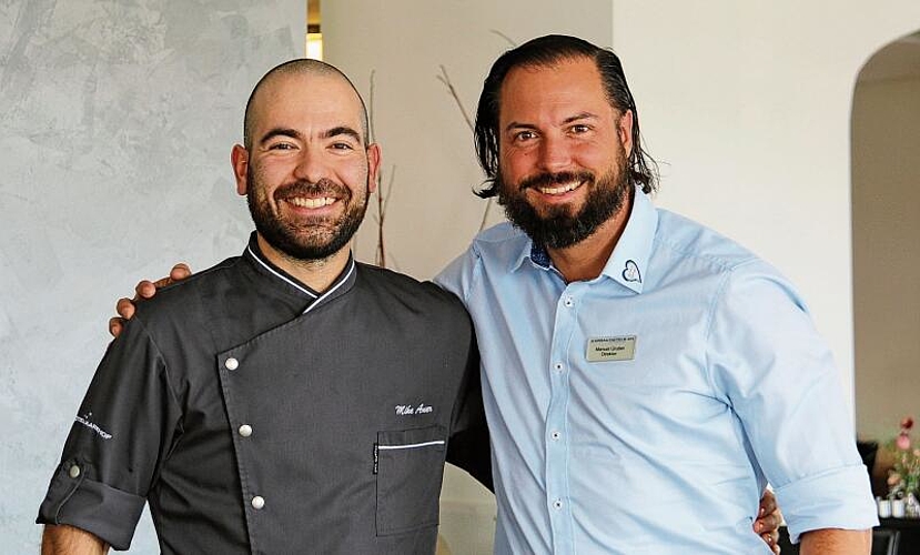 Wollen mit dem Restaurant neue Wege gehen: Küchenchef Mike Auer und Direktor Manuel Gruber. Foto: Romi Schmid
