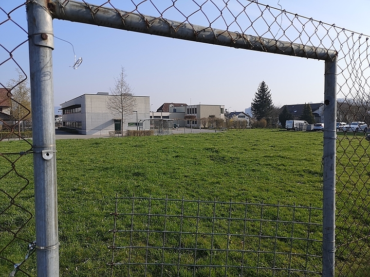 Standort des neuen Dreifach-Kindergartens: Wiese hinter dem Zopfhuus. Foto: Gallus Zahno