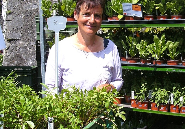 <em>Mitten im Grün:</em> Chefgärtnerin der Gärtnerei Effingerhort, Katrin Leu. Fotos: StO