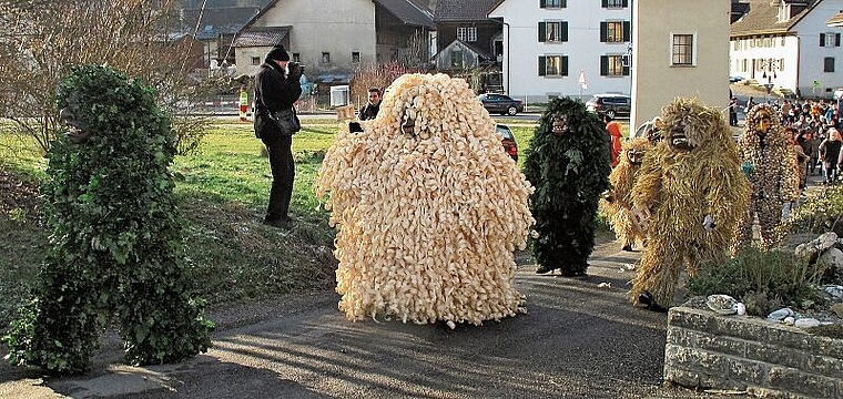 Fällt am 2. Januar zum zweiten Mal in Folge aus: Der Bärzeli-Brauch in Hallwil mit den Neujahrsgrüsse überbringenden Figuren. Foto: Andreas Walker