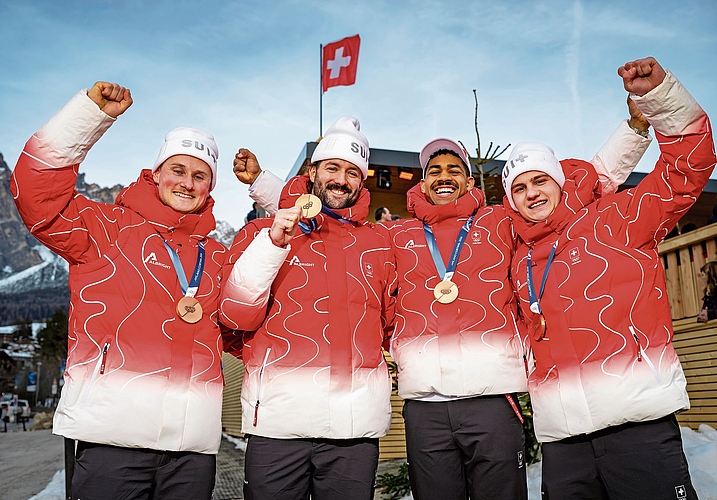 Team Vogt (v.l.): Andreas Haas, Michael Vogt, Amadou Ndiaye und Mario Aeberhard.Foto: Keystone Team Vogt (v.l.): Andreas Haas, Michael Vogt, Amadou Ndiaye und Mario Aeberhard.Foto: Keystone
