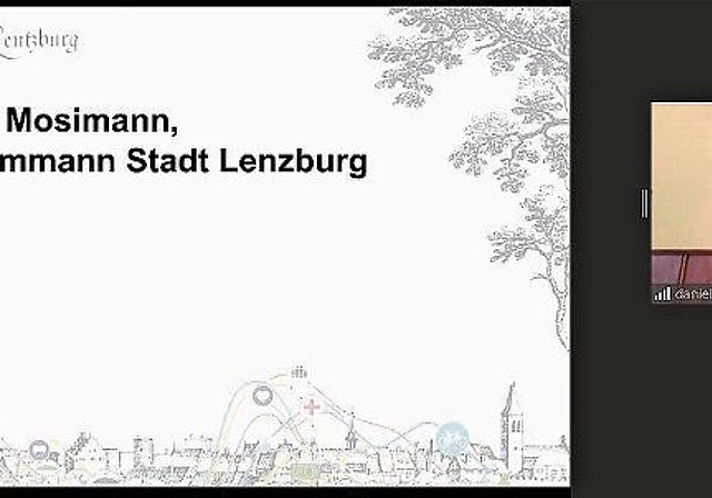 Schlusswort: Stadtammann Daniel Mosimann am «Smart City Lab Lenzburg». Foto: Screenshot tf