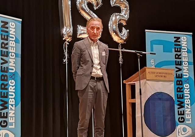 <em>Börsencrash brachte Läuterung:</em> Referent Martin Neff an der Jubiläumsfeier 125 Jahre Aargauischer Gewerbeverband. Foto: Fritz Thut