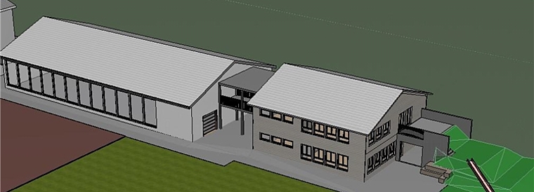Schulanlage Zelgli: Der geplante Doppelkindergarten soll an die bestehende Turnhalle angebaut werden. Visualisierung: zvg