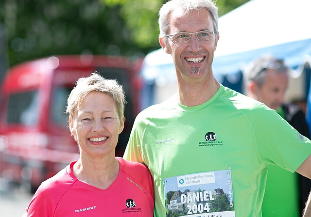 <em>Seit rund zehn Jahren an der Spitze des OK: </em>Christine Wilhelm und Daniel Taubert sind Co-Präsidenten des Lenzburger Laufes. Foto: zvg