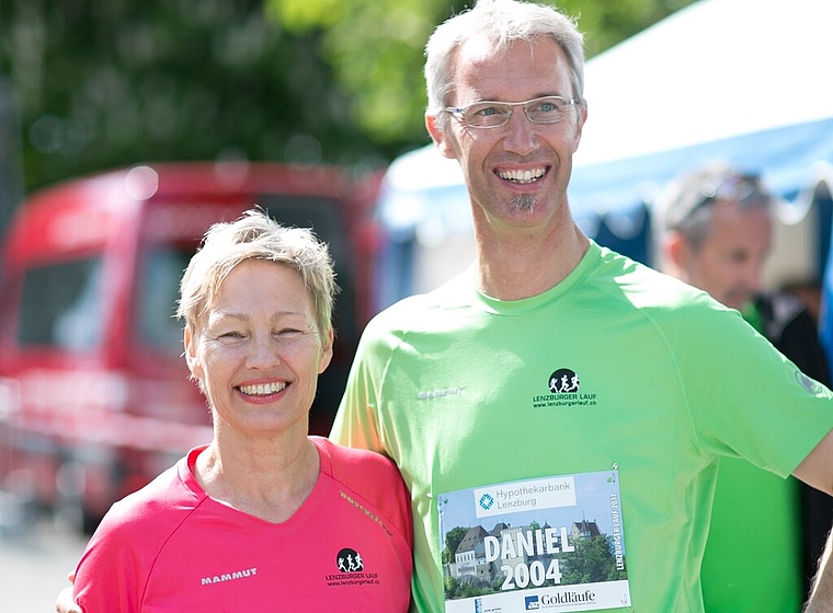 <em>Seit rund zehn Jahren an der Spitze des OK: </em>Christine Wilhelm und Daniel Taubert sind Co-Präsidenten des Lenzburger Laufes. Foto: zvg
