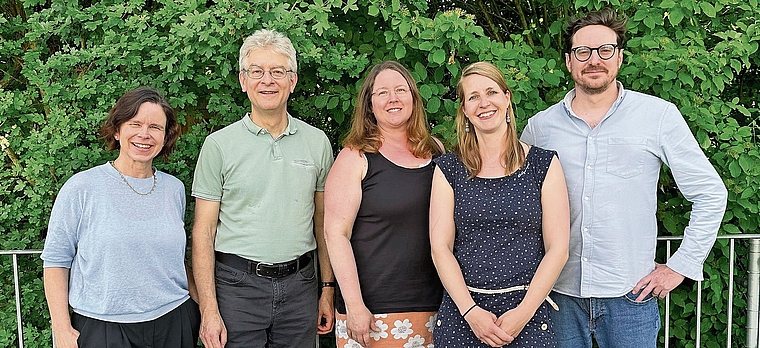 Der Vorstand: Aktuarin Franziska Frei, Co-Präsident Beat Wälti, Purzelhuus-Leiterinnen Barbara Bürgin und Sabrina Steiner und Co-Präsident Rolf KromerFoto: zvg