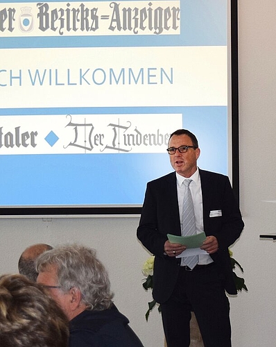 Begrüssung: Verlagsleiter Stefan Biedermann.