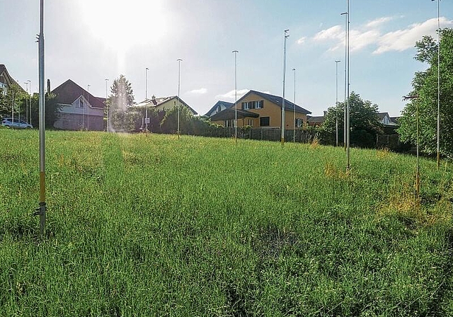 Ruhiger Wohnort mitten im Dorf: Das 2000 Quadratmeter grosse Areal liegt zwischen Stationsweg und Neumattenweg, unweit des Dorfzentrums mit der Bushaltestelle. Foto: Peter Winkelmann
