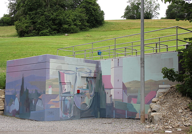 Kunst am Regenklärbecken: Der Gemeinderat Leutwil will mit einem Meisterwerk dem Vandalismus vorbeugen. Foto: Alfred Gassmann