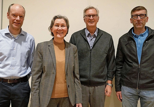 Führten durch die Kirchgemeindeversammlung: Gontran Pâques, Monika Bachmann, Stefan Denk und Patrick Niklaus.Foto: zvg