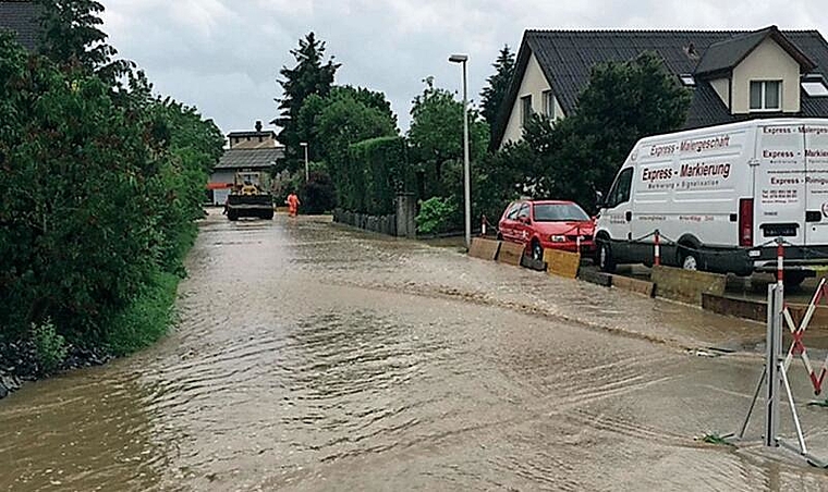 Überschwemmung: Starke Regenfälle führten 2016 zu Hochwasser in Möriken-Wildegg. Foto: zvg