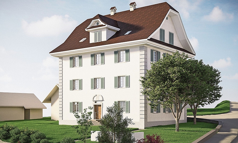 Künftiges Aussehen: Eine Visualisierung des umgebauten Pfarrhauses Sarmenstorf.Foto: zvg