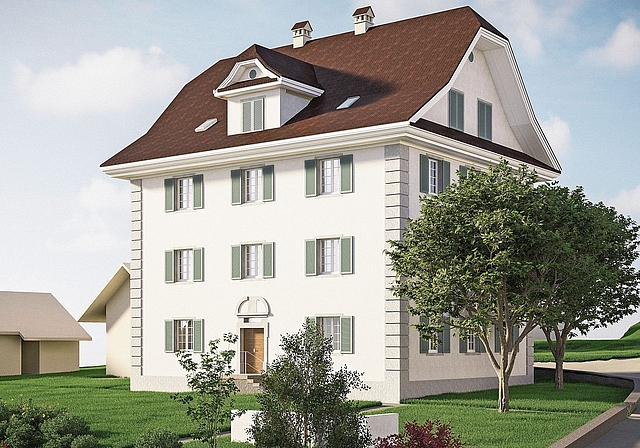 Künftiges Aussehen: Eine Visualisierung des umgebauten Pfarrhauses Sarmenstorf.Foto: zvg