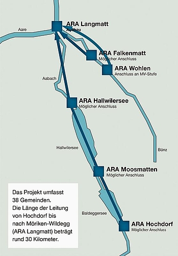 Einzugsgebiet: Übersichtsplan der geplanten ARA Seetal. Foto: zvg
