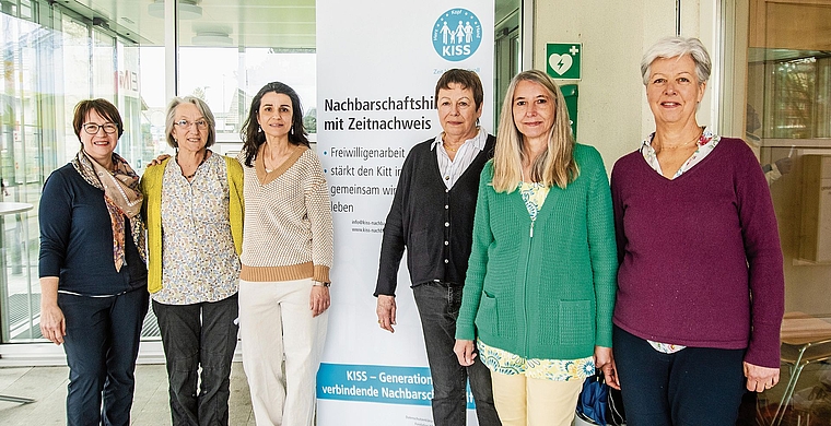 Karin Pasamontes (Kiss Schweiz), der Vorstand mit Bernadette Bandlow, Susana Vazquez, Elsbeth Martin und Gabriela Sharma sowie Elisabeth Huwyler vom Kiss Surbtal (v.l.n.r.).Foto: Peter Winkelmann