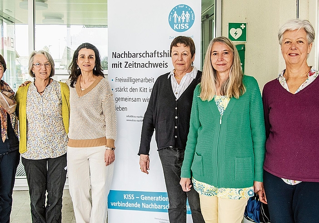 Karin Pasamontes (Kiss Schweiz), der Vorstand mit Bernadette Bandlow, Susana Vazquez, Elsbeth Martin und Gabriela Sharma sowie Elisabeth Huwyler vom Kiss Surbtal (v.l.n.r.).Foto: Peter Winkelmann