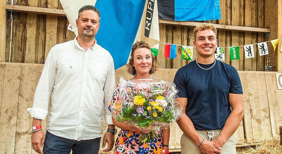 Gemeinderat Ettore Mariani, Festrednerin Irène Kälin und IG-Präsident Fabian Kummer.Foto: PW Gemeinderat Ettore Mariani, Festrednerin Irène Kälin und IG-Präsident Fabian Kummer.Foto: PW