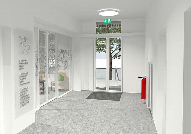 <em>Soll einladender daherkommen:</em> Künftiges Erdgeschoss des Gemeindehauses. Foto: zvg