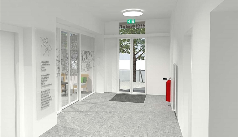 <em>Soll einladender daherkommen:</em> Künftiges Erdgeschoss des Gemeindehauses. Foto: zvg