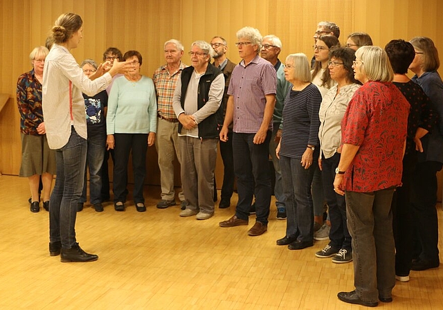 <em>Bei den Vorbereitungen: </em>Der gemischte Chor Veltheim übt fürs Jubiläumskonzert. Der Verein wird dieses Jahr 50 Jahre alt. Fotos: Melanie Solloso