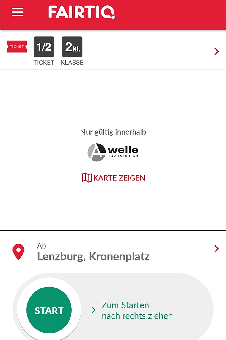 Modernes Busbillett: Screenshot der Fairtiq-App.Foto: Fritz Thut